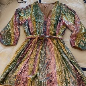 Show Me Your MuMu - Wear Me Out Dress  - Rainbow Stripe Sequins